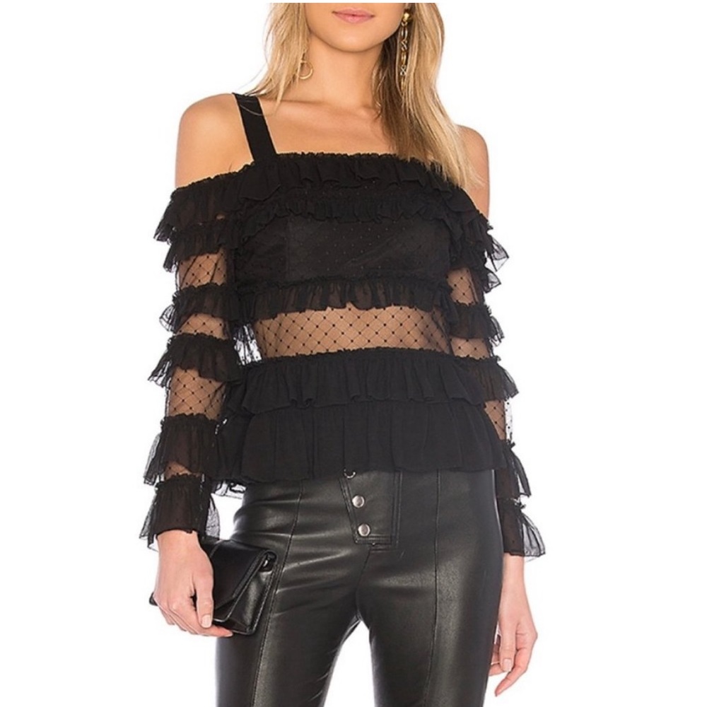 🌙 Alexis Ruffle Top Black NWT